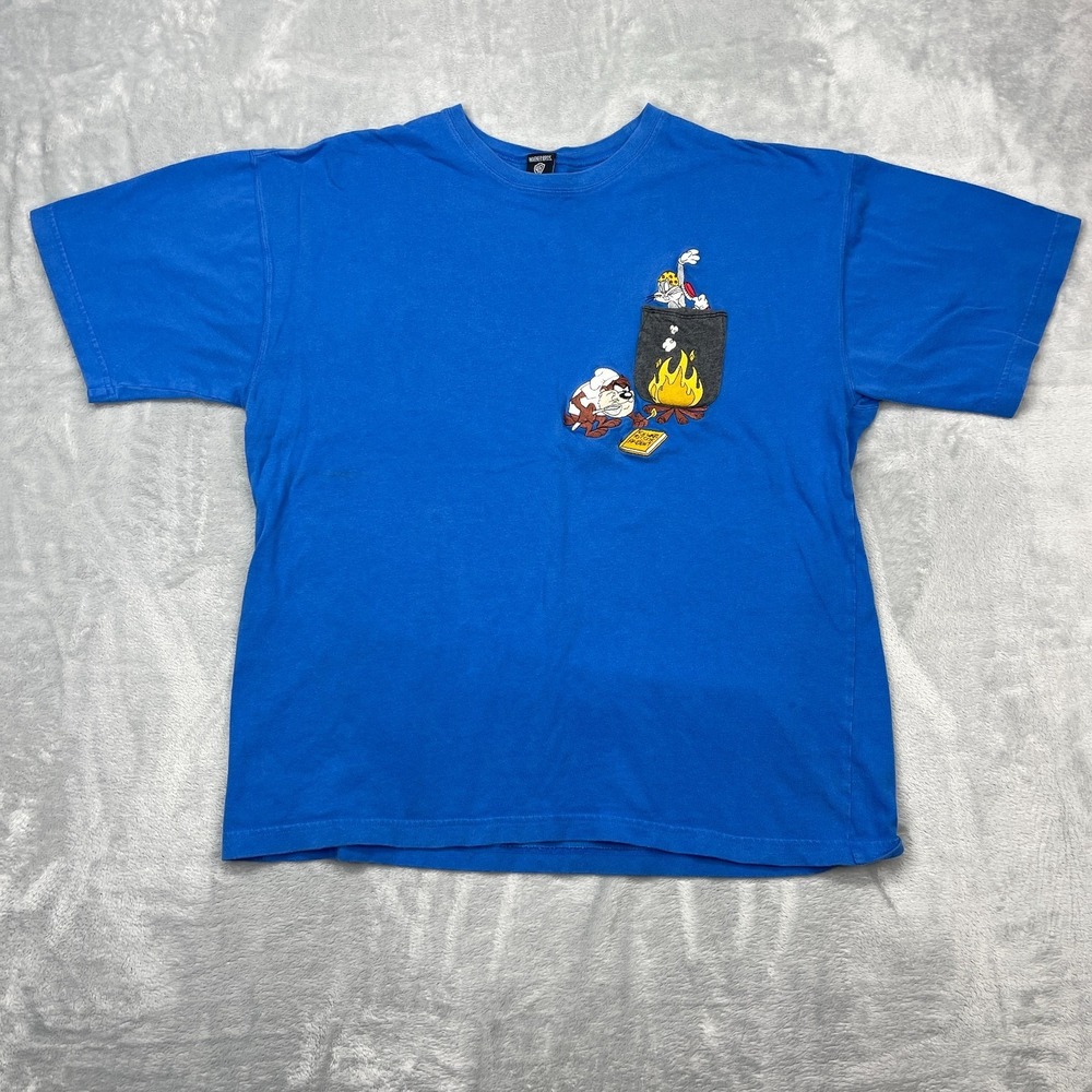 Warner Bros. Shirt Mens 2XL Blue Regular Fit Short Sleeve Crew Neck Pullover Tee